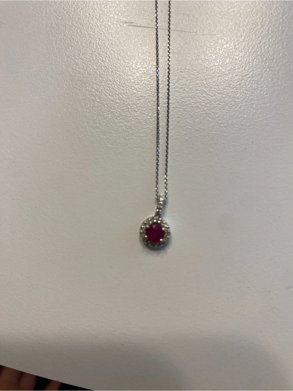 Sterling Silver Ruby Pendant Necklace with Matching Studs